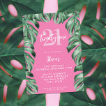 Invitation Végétation botanique moderne Élégant 21e anniversa<br><div class="desc">Une simple invitation moderne 21ème anniversaire avec une élégante typographie de script de calligraphie et un design minimaliste en couleur rose avec la végétation tropicale botanique.</div>