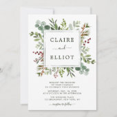 Invitation Végétation botanique Noël Vacances Mariage vert (Devant)