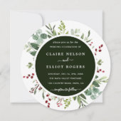 Invitation Végétation botanique Noël Vert Mariage Cercle (Devant)