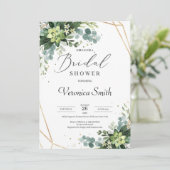 Invitation Végétation branchée succulente cadre doré douche n (Debout devant)