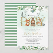 Invitation Végétation C'est un garçon Baby shower d'animaux d (Devant / Derrière)