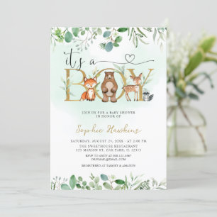 Invitation Végétation C'est un garçon Baby shower d'animaux d