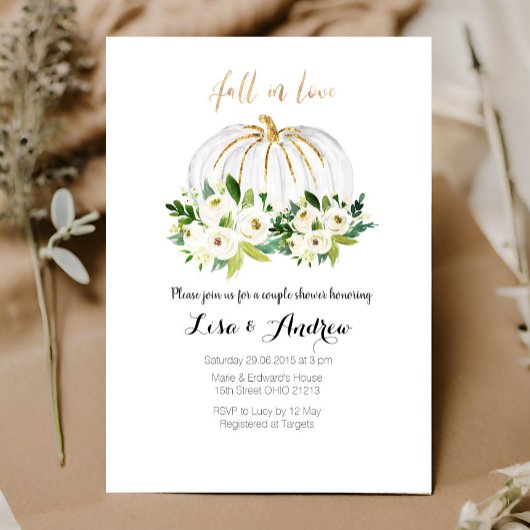 Invitation Végétation citrouille Chute en Amour Couples Douch