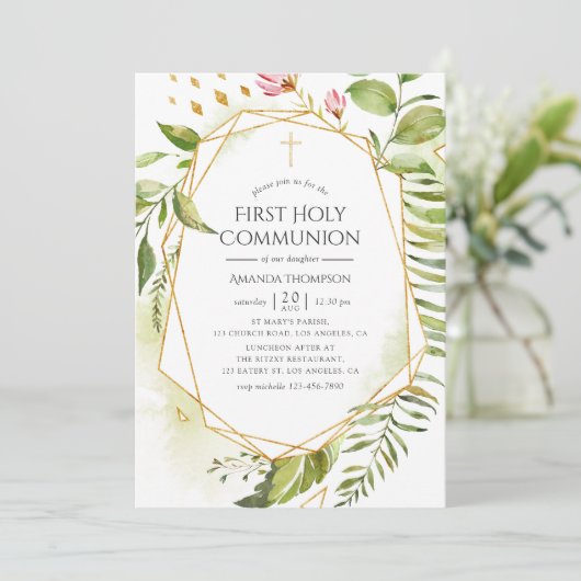Invitation Végétation cristalline géométrique Sainte Communio (Debout devant)