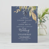 Invitation Végétation d'automne | Mariage de marine (Debout devant)