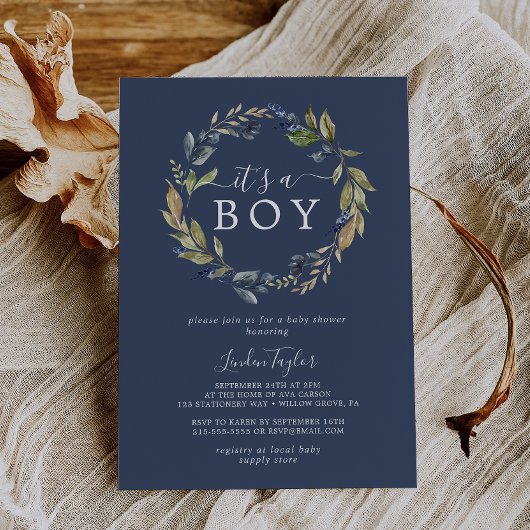 Invitation Végétation d'automne | Marine C'est un Baby shower