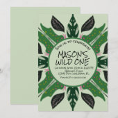 Invitation Végétation de jungle dessinée à la main Fête zoo (Devant / Derrière)