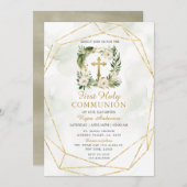 Invitation Végétation de la couronne Roses blanches Première (Devant / Derrière)