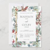 Invitation Végétation de Noël d'hiver Mariage blanc (Devant)