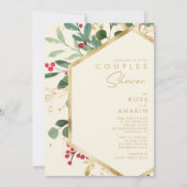 Invitation Végétation de Noël moderne | Crème Couples Douche (Devant)