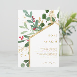 Invitation Végétation de Noël moderne Mariage blanc