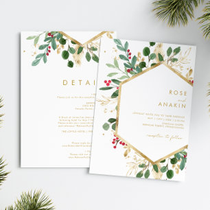 Invitation Végétation de Noël moderne Tout en un Mariage