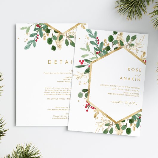 Invitation Végétation de Noël moderne | Tout en un Mariage