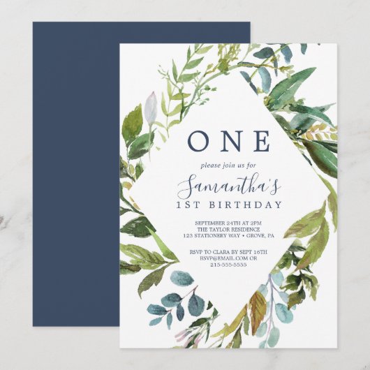 Invitation Végétation d'été Diamond Wreath Premier anniversai (Devant / Derrière)