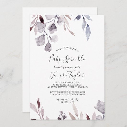 Invitation Végétation d'hiver Bébé saupoudrer (Devant / Derrière)