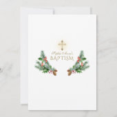 Invitation Végétation d'hiver Berry Cone Croix d'or Baptême (Dos)