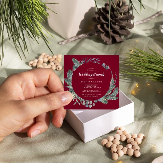 Invitation Végétation d'hiver Bourgogne Mariage Brunch Invita