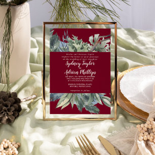 Invitation Végétation d'hiver Bourgogne Mariage officiel