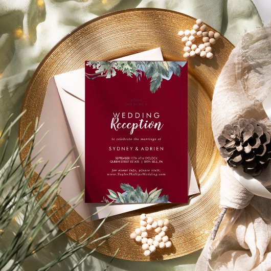 Invitation Végétation d'hiver Bourgogne Réception de mariage