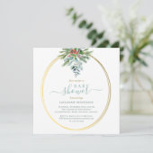 Invitation Végétation d'hiver et Baby shower d'or (Debout devant)