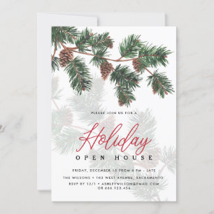Invitation Végétation D'Hiver Et Cônes   Holiday Open House