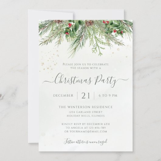 Invitation Végétation d'hiver Fête de Noël (Devant)