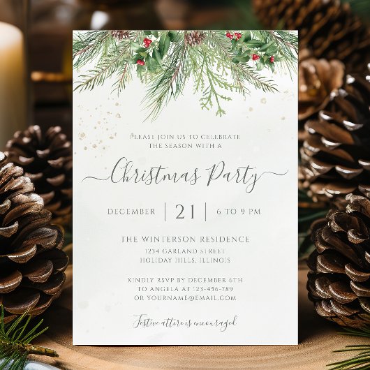 Invitation Végétation d'hiver Fête de Noël