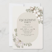 Invitation Végétation d'hiver Floral Oval Ivory Engagement Pa (Devant)