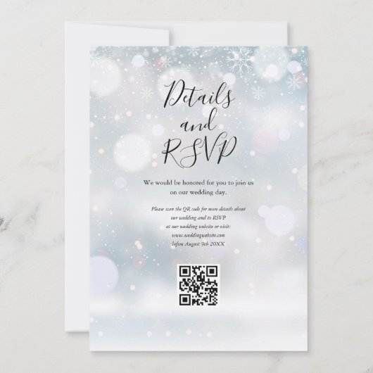 Invitation Végétation d'hiver Floral QR Code Mariage (Dos)