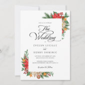 Invitation Végétation d'hiver Foliage Noël Mariage de vacance (Devant)