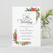 Invitation Végétation d'hiver Foliage Noël Mariage de vacance (Debout devant)