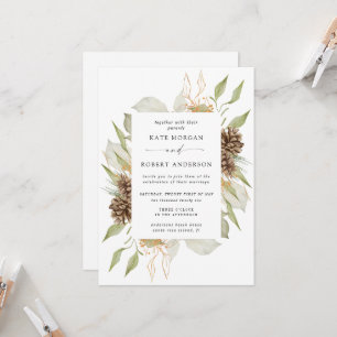 Invitation Végétation d'hiver Golden Elegant Mariage Invitati