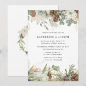 Invitation Végétation d'hiver Golden Elegant Mariage Invitati (Devant / Derrière)