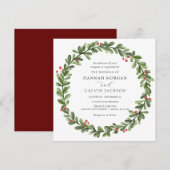Invitation Végétation d'hiver Holly Mariage (Devant / Derrière)