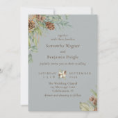 Invitation Végétation d'hiver Pine Grey Mariage élégant (Devant)