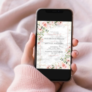 Invitation Végétation dorée Dusty rose Mariage floral