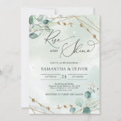 Invitation Végétation et cadre en or faux lever et briller (Devant)