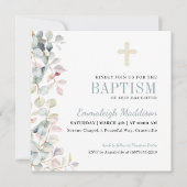 Invitation Végétation et photo croisée Baptême (Devant)