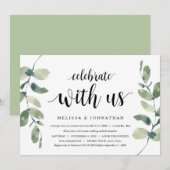 Invitation Végétation Eucalyptus, Encre noire, Mariage en fui (Devant / Derrière)