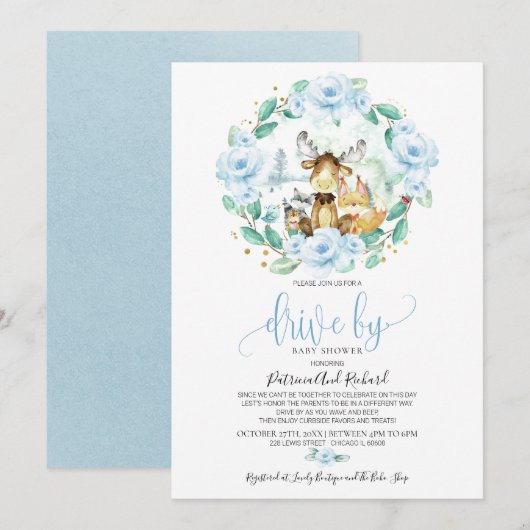 Invitation Végétation Florale Des Bois Conduite Par Le Baby s (Devant / Derrière)