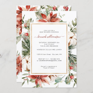 Invitation Végétation florale d'hiver   Baby shower de Noël
