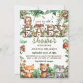 Invitation Végétation forestière Baby shower d'animaux botani (Devant)