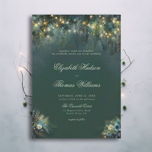 Invitation Végétation forestière enchantée Bois Mariage romai