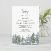 Invitation Végétation Forêt d'hiver Baby shower forestier (Debout devant)