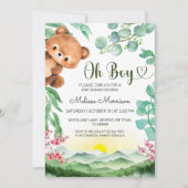 Invitation Végétation Forêt Ours Wild Bébé Garçon Douche (Devant)