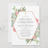 Invitation Végétation géométrique Noël Première communion sai (Devant)