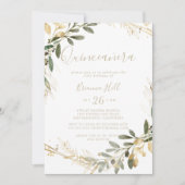 Invitation Végétation géométrique Or Automne Quinceañera (Devant)