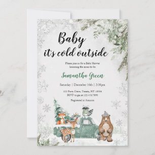 Invitation Végétation Hiver Baby shower boisé