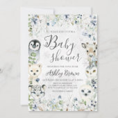 Invitation Végétation Hiver Baby shower des animaux de l'Arct (Devant)