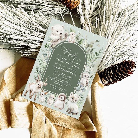 Invitation Végétation hivernale Animaux arctiques Baby shower